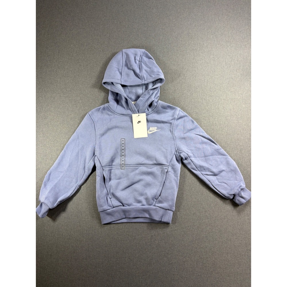 Nike Kids Sportswear Fleece Pullover Hoodie Blue Lavender XS Embroidered Logo
